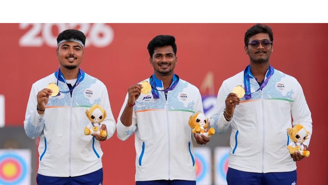 Kushal Dalal, Sahil Jadhav and Ganesh Mani Ratnam Thirumuru. (Photo:X/@ysjagan) Kushal Dalal, Sahil Jadhav and Ganesh Mani Ratnam Thirumuru. (Photo:X/@ysjagan)