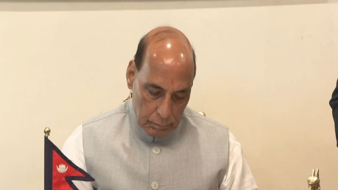 Defence Minister Rajnath Singh writes a message in the condolence book at the Nepal Embassy in New Delhi, expressing grief over the loss of lives and devastation caused by flash floods in Nepal (Photo/ANI) Defence Minister Rajnath Singh writes a message in the condolence book at the Nepal Embassy in New Delhi, expressing grief over the loss of lives and devastation caused by flash floods in Nepal (Photo/ANI)