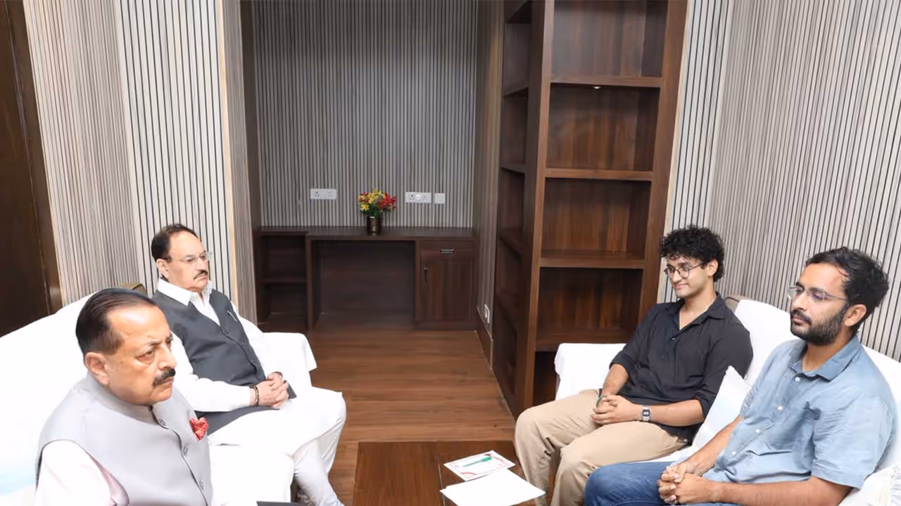 Union Ministers JP Nadda, Jitendra Singh with CJP delegation Sourav Das, Ashutosh Ranka at Constitution Club in Delhi (Photo/ANI) Union Ministers JP Nadda, Jitendra Singh with CJP delegation Sourav Das, Ashutosh Ranka at Constitution Club in Delhi (Photo/ANI)