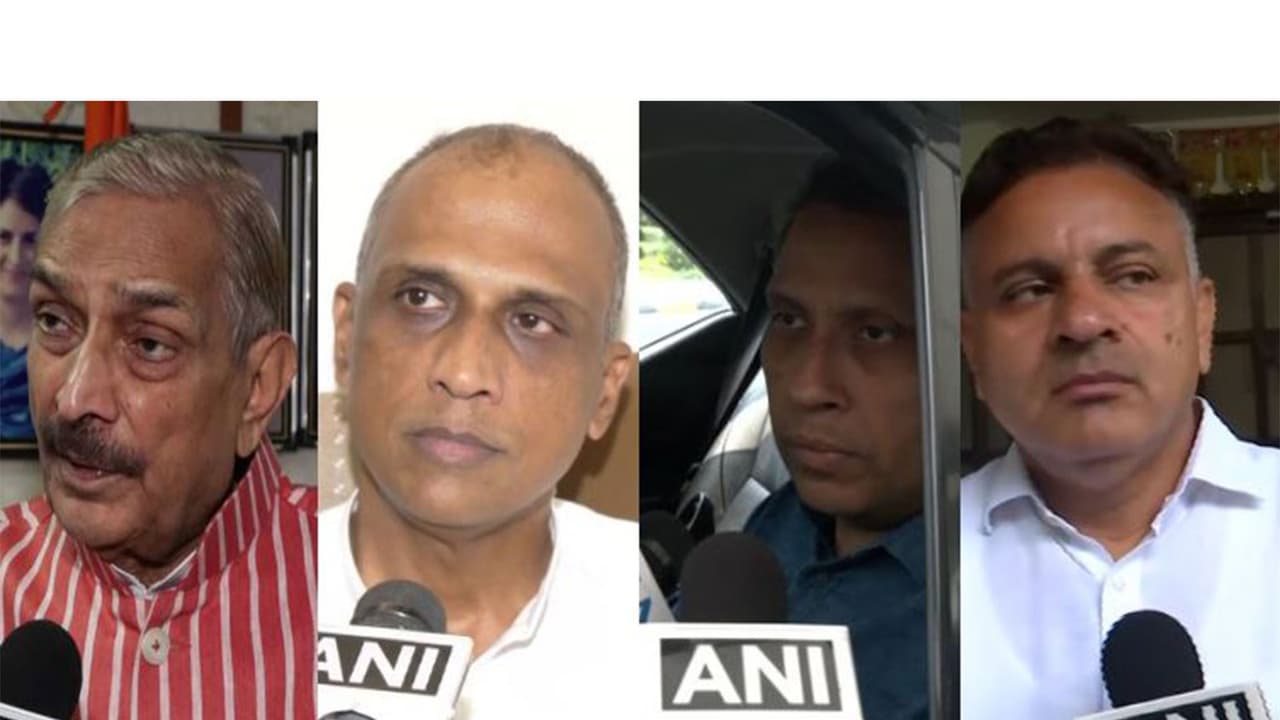 Congress MP Pramod Tiwari,ationalist Congress Party (Sharadchandra Pawar) spokesperson Clyde Crasto, Congress leader Praveen Chakravarty and Haryana Congress MLA Kuldeep Vats (Photo/ANI) Congress MP Pramod Tiwari,ationalist Congress Party (Sharadchandra Pawar) spokesperson Clyde Crasto, Congress leader Praveen Chakravarty and Haryana Congress MLA Kuldeep Vats (Photo/ANI)