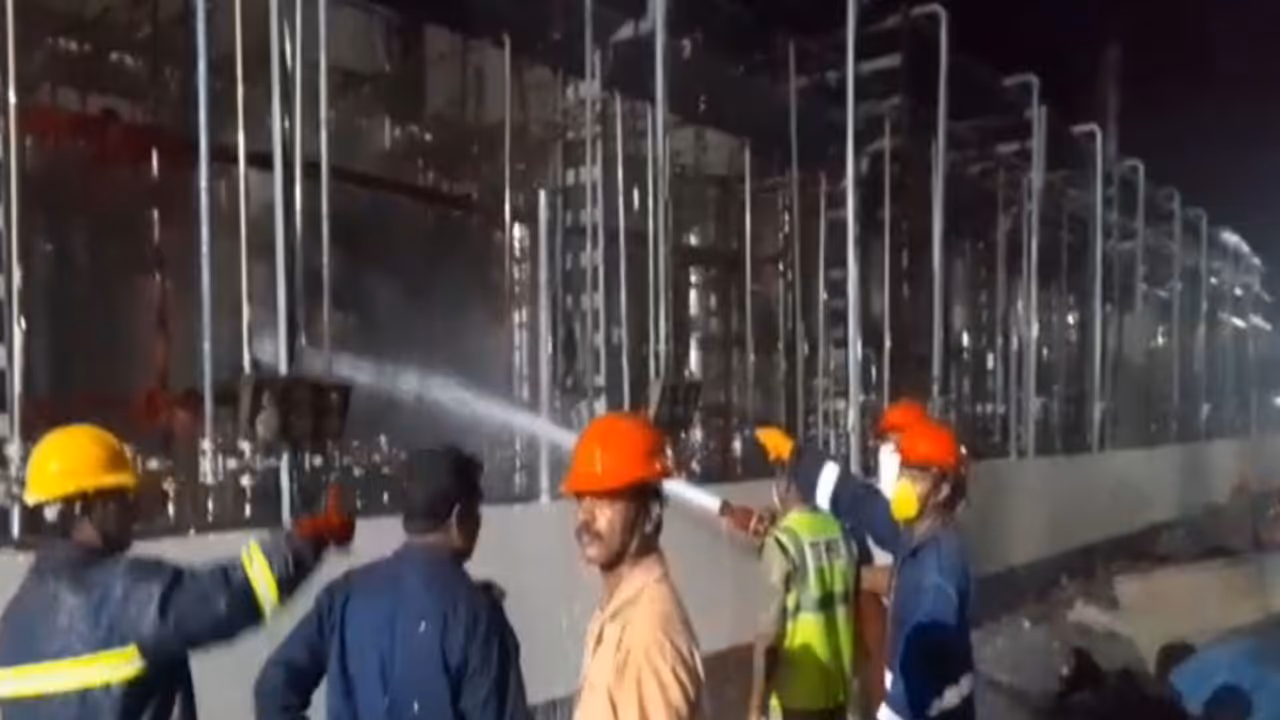 Massive blast reported at a pharma company in Telangana (Photo/ANI) Massive blast reported at a pharma company in Telangana (Photo/ANI)