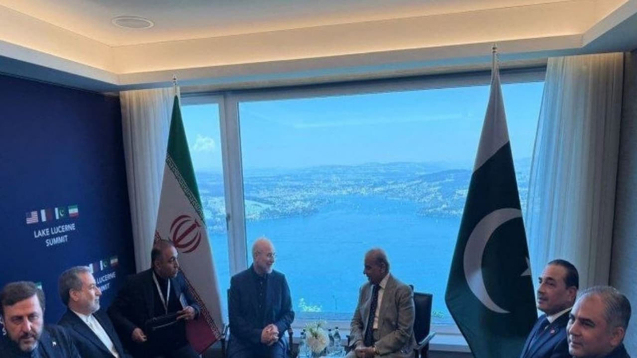 Iranian Parliament Speaker Mohammad Bagher Ghalibaf and Pakistan Prime Minister Shehbaz Sharif meet on the sidelines of US Iran negotiations in Bürgenstock, Switzerland. (Image Source: Iranian state media) Iranian Parliament Speaker Mohammad Bagher Ghalibaf and Pakistan Prime Minister Shehbaz Sharif meet on the sidelines of US Iran negotiations in Bürgenstock, Switzerland. (Image Source: Iranian state media)