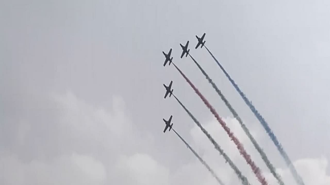 A ceremonial fly past marks national Victory Day celebrations in Dhaka. (Photo/ANI) A ceremonial fly past marks national Victory Day celebrations in Dhaka. (Photo/ANI)