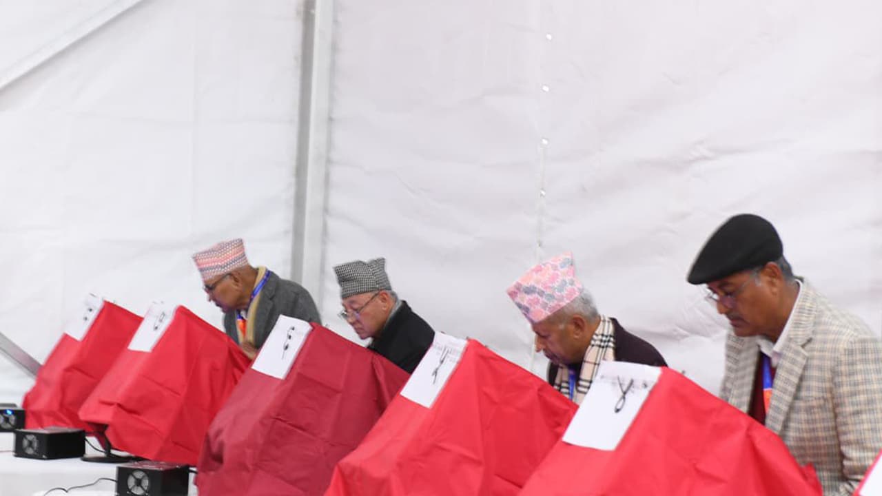 Polling at the general convention of Communist Party of Nepal Unified Marxist Leninist (Photo/ CPN UML) Polling at the general convention of Communist Party of Nepal Unified Marxist Leninist (Photo/ CPN UML)