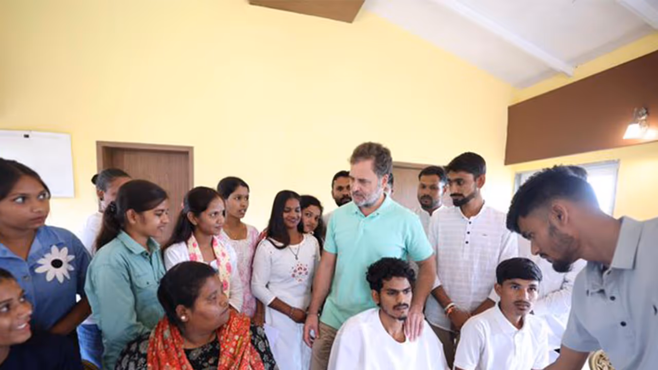 Rahul Gandhi on Tuesday met a delegation of tribal students in Nashik (Photo/X@RahulGandhi) Rahul Gandhi on Tuesday met a delegation of tribal students in Nashik (Photo/X@RahulGandhi)