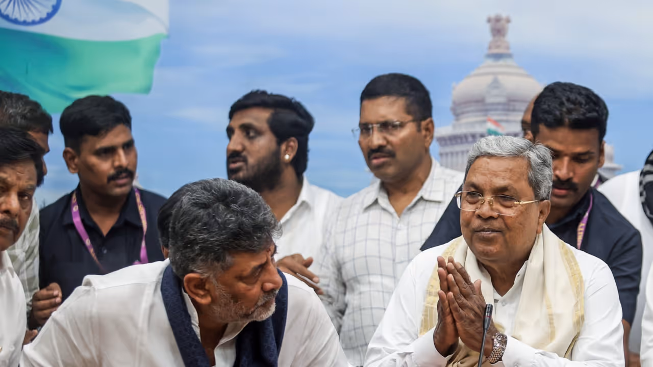 Karnataka Outgoing Chief Minister Siddaramaiah and CM designate DK Shivakumar during a press conference (File Photo/ANI) Karnataka Outgoing Chief Minister Siddaramaiah and CM designate DK Shivakumar during a press conference (File Photo/ANI)