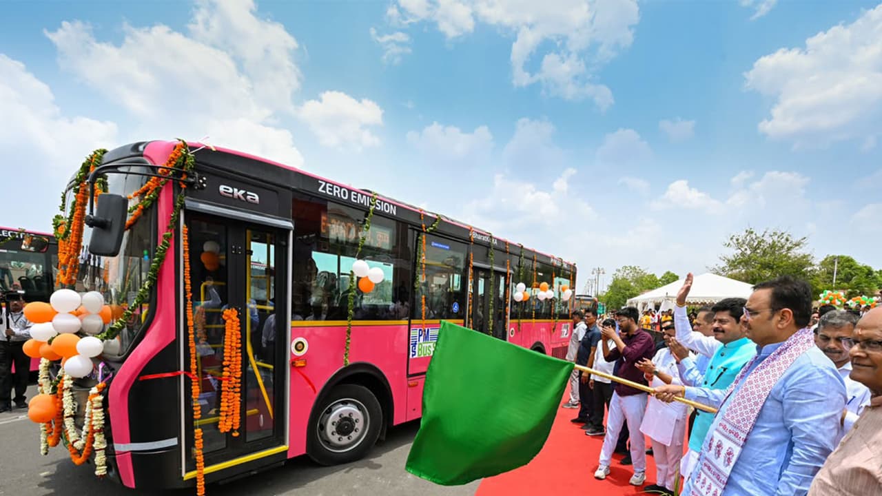 Rajasthan CM launches PM eBus Sewa (Photo/ANI) Rajasthan CM launches PM eBus Sewa (Photo/ANI)