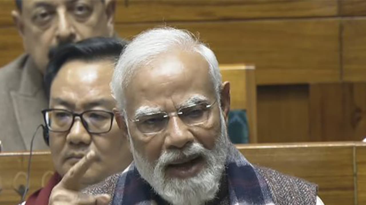 Prime Minister Narendra Modi speaks on occassion of 150 years of 'Vande Mataram' in Lok Sabha (Photo/ANI)