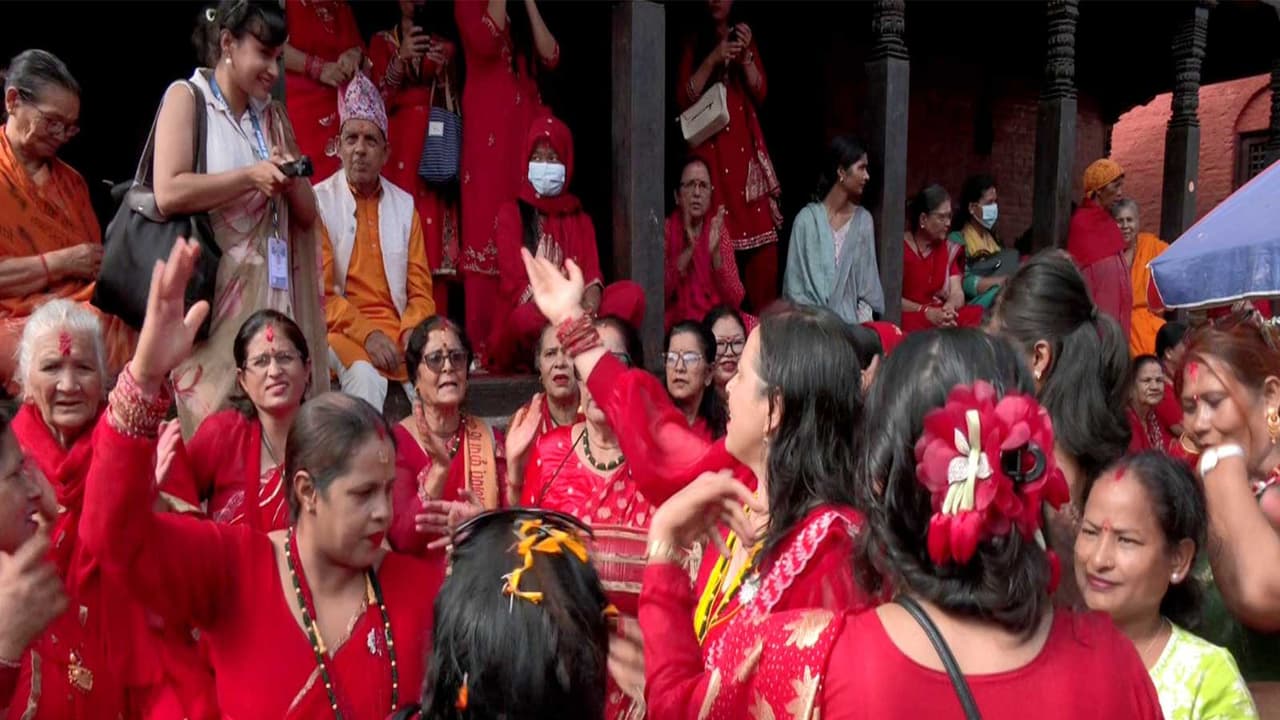 Nepal: Women celebrating Teej festival (Photo/ANI) Nepal: Women celebrating Teej festival (Photo/ANI)