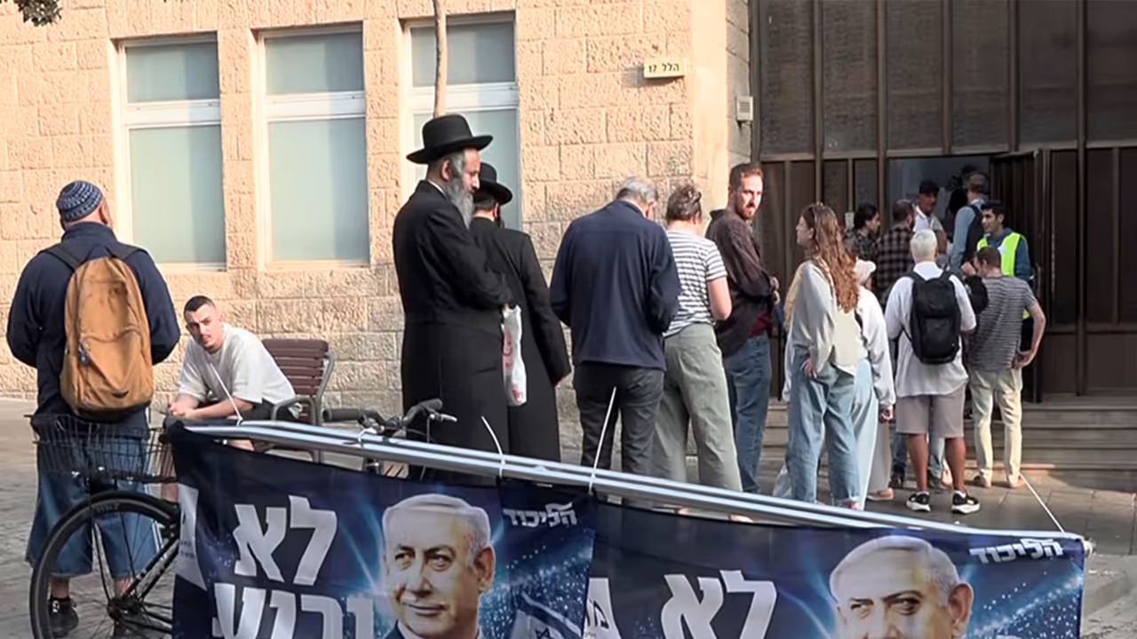 Voters at a polling booth in Jerusalem during Tuesday's election (Photo/ANI) Voters at a polling booth in Jerusalem during Tuesday's election (Photo/ANI)