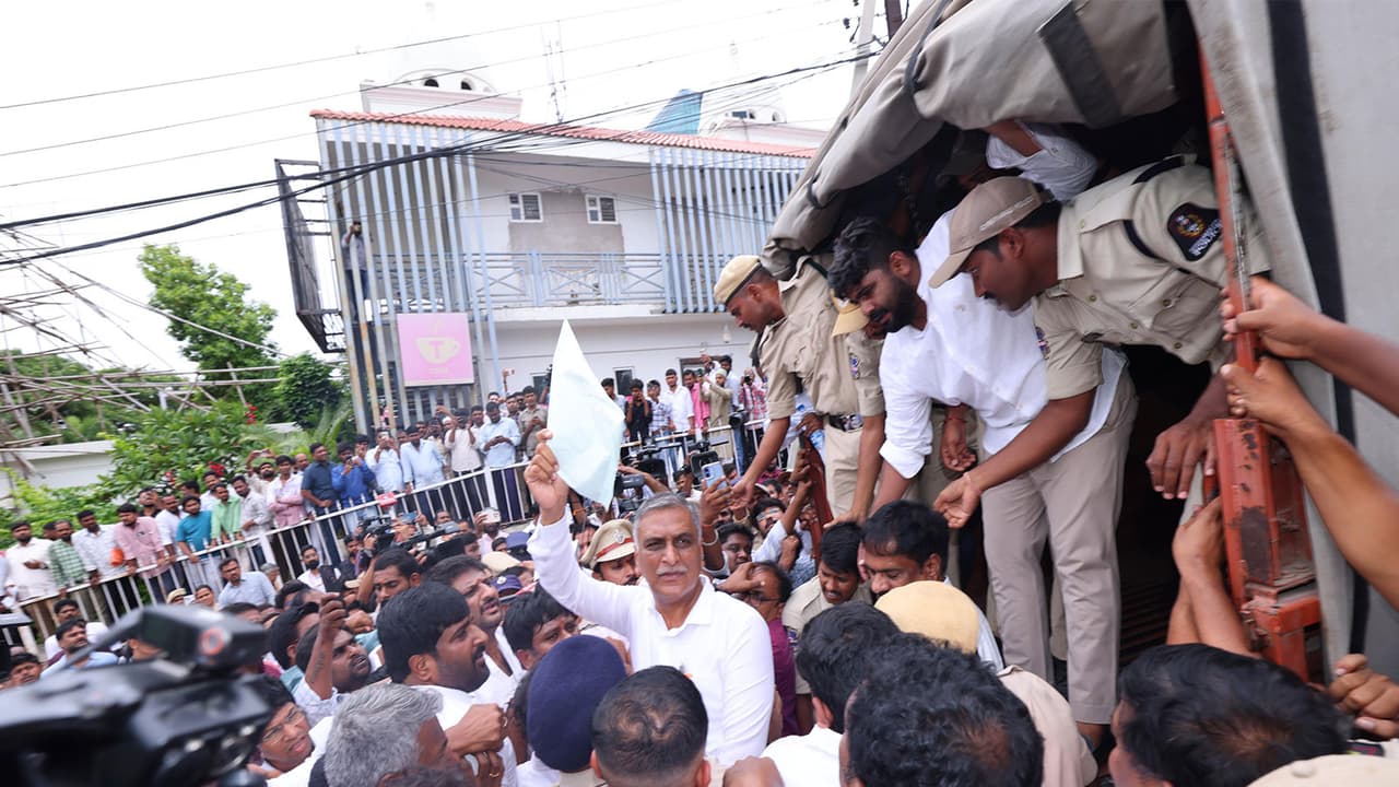 Former Minister T Harish Rao taken by Police (Photo/ANI) Former Minister T Harish Rao taken by Police (Photo/ANI)