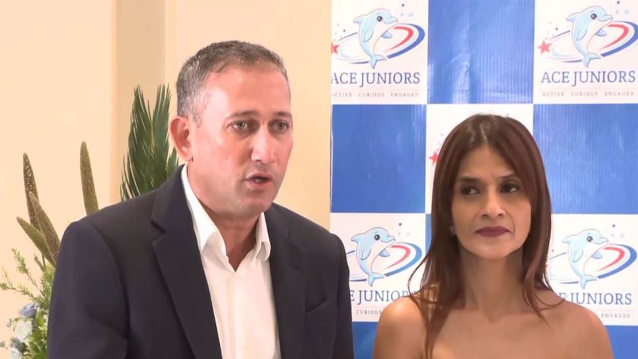 Ajit Agarkar and wife Fatema. (Photo: ANI) Ajit Agarkar and wife Fatema. (Photo: ANI)