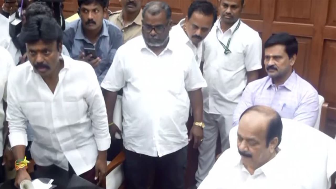 AIADMK MLA E Subaya meets Tamil Nadu speaker JCD Prabhakar (Photo/ANI) AIADMK MLA E Subaya meets Tamil Nadu speaker JCD Prabhakar (Photo/ANI)