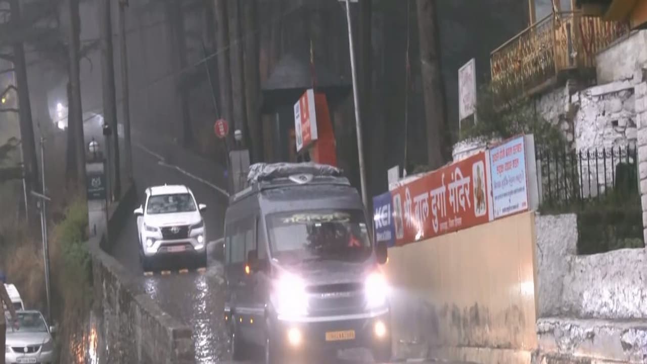 Haryana Congress MLAs leave from Himachal's Kufri ahead of RS polls (Photo/ANI) Haryana Congress MLAs leave from Himachal's Kufri ahead of RS polls (Photo/ANI)
