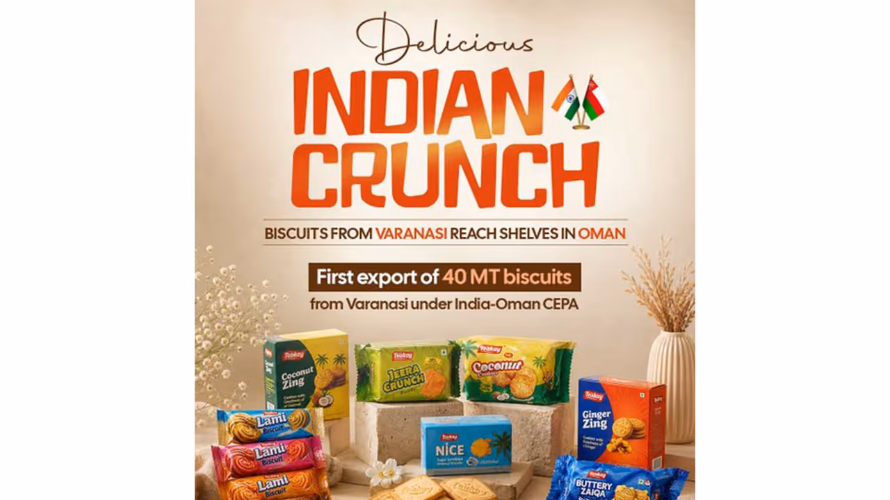First export of Varanasi made biscuits to Oman under India Oman CEPA (Photo/X@PiyushGoyal) First export of Varanasi made biscuits to Oman under India Oman CEPA (Photo/X@PiyushGoyal)