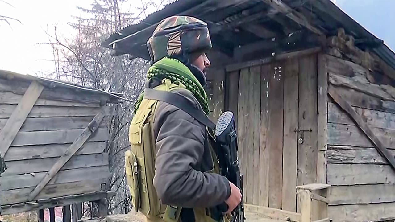 Security forces conduct a search operation in the Kishtwar area. (Photo/ANI) Security forces conduct a search operation in the Kishtwar area. (Photo/ANI)