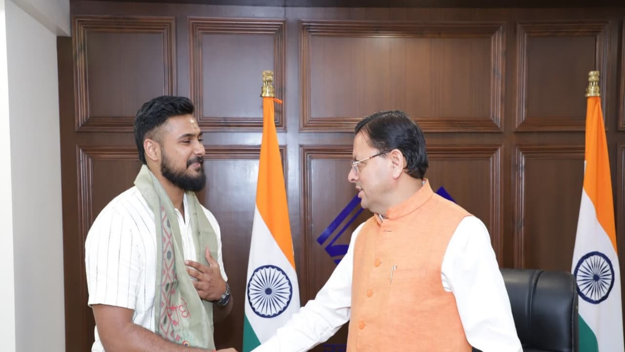Ulhas KS (left) and CM Pushkar Singh Dhami (right) (Photo: LegaXy) Ulhas KS (left) and CM Pushkar Singh Dhami (right) (Photo: LegaXy)