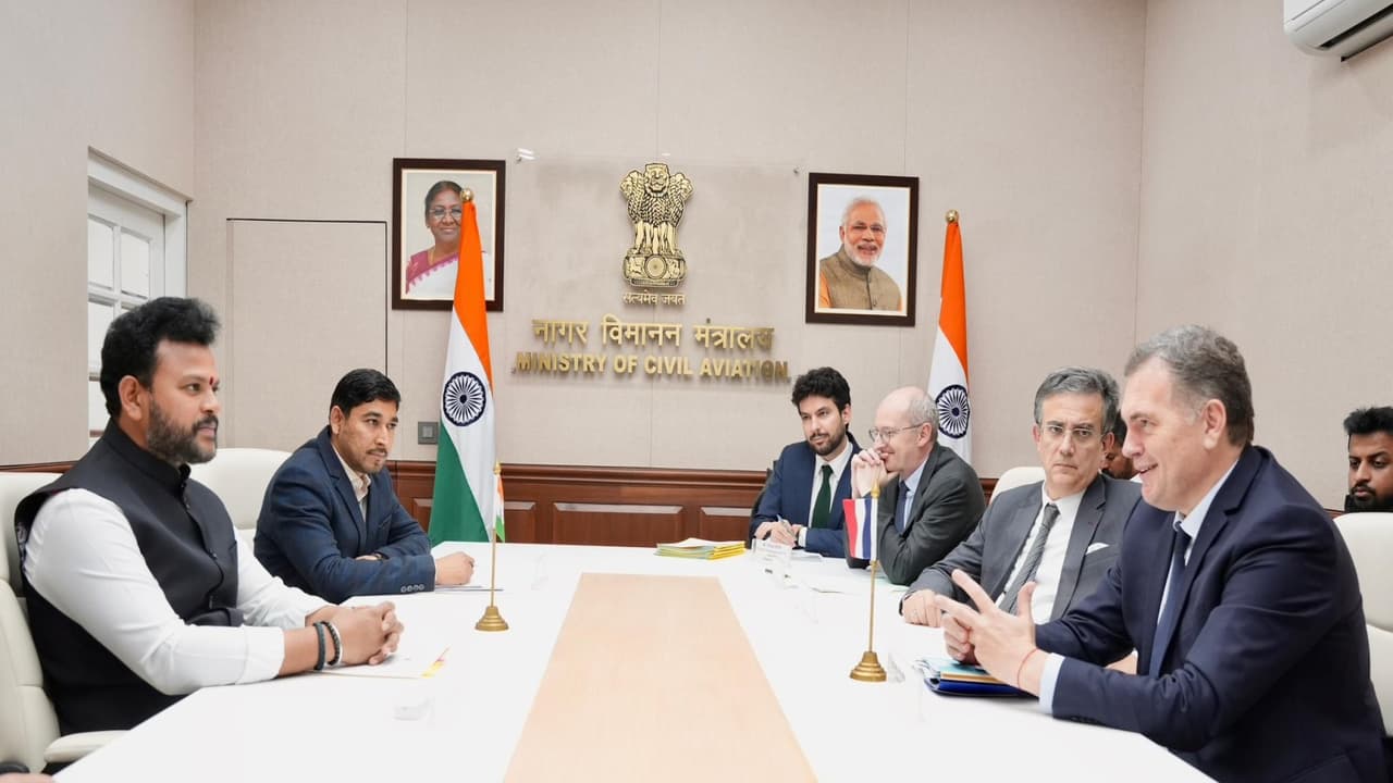 Union Civil Aviation Minister Ram Mohan Naidu met French Minister for Transport Philippe Tabarot (Image: X/@RamMNK) Union Civil Aviation Minister Ram Mohan Naidu met French Minister for Transport Philippe Tabarot (Image: X/@RamMNK)