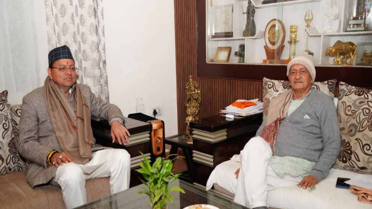 Uttarakhand Chief Minister Pushkar Singh Dhami and former Governor of Maharashtra, Bhagat Singh Koshyari (Photo/ANI) Uttarakhand Chief Minister Pushkar Singh Dhami and former Governor of Maharashtra, Bhagat Singh Koshyari (Photo/ANI)