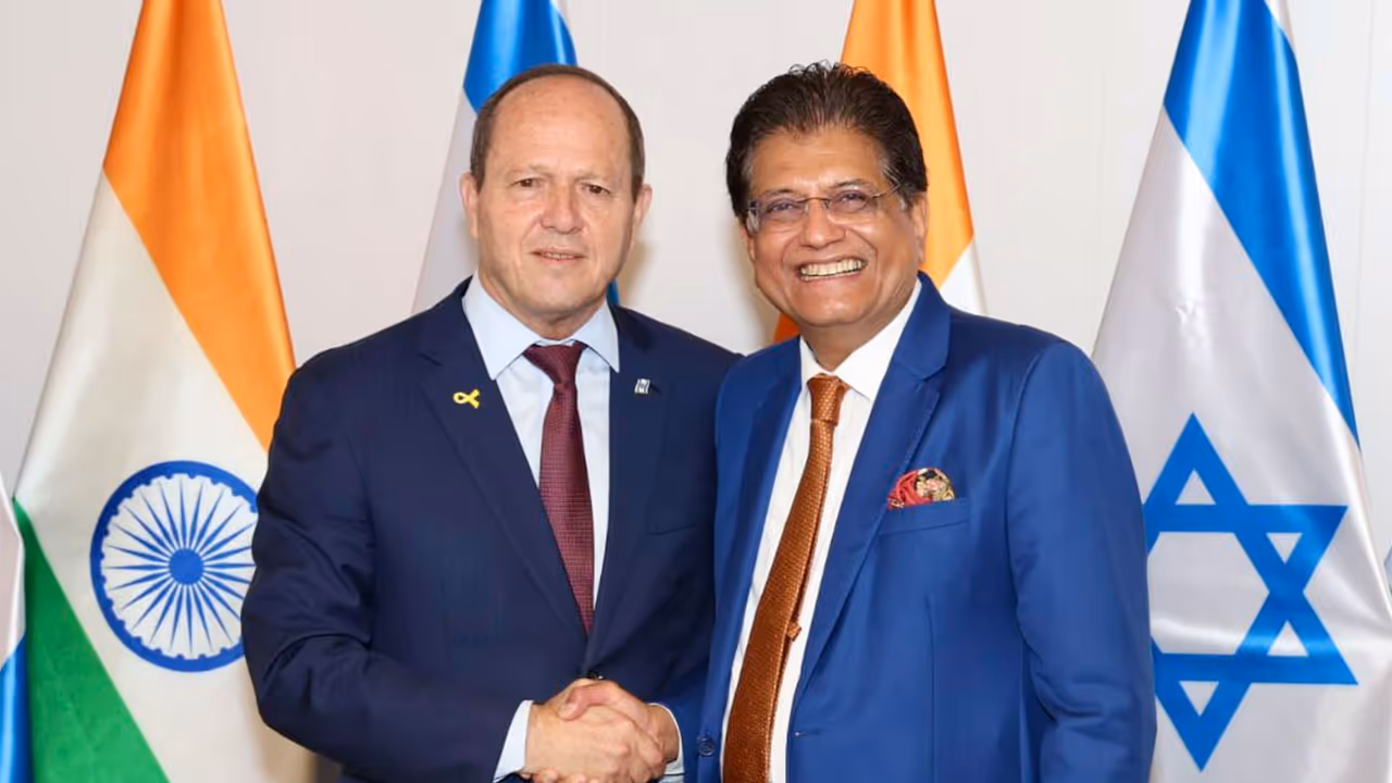 India’s Minister of Commerce and Industry Piyush Goyal and Israel’s Minister of Economy and Industry Nir Barkat (Image Source @PiyushGoyal) India’s Minister of Commerce and Industry Piyush Goyal and Israel’s Minister of Economy and Industry Nir Barkat (Image Source @PiyushGoyal)