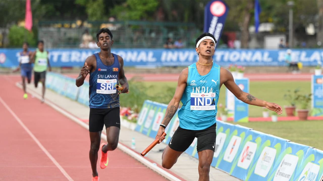 Athletes in action during a relay race. (Photo/AFI) Athletes in action during a relay race. (Photo/AFI)
