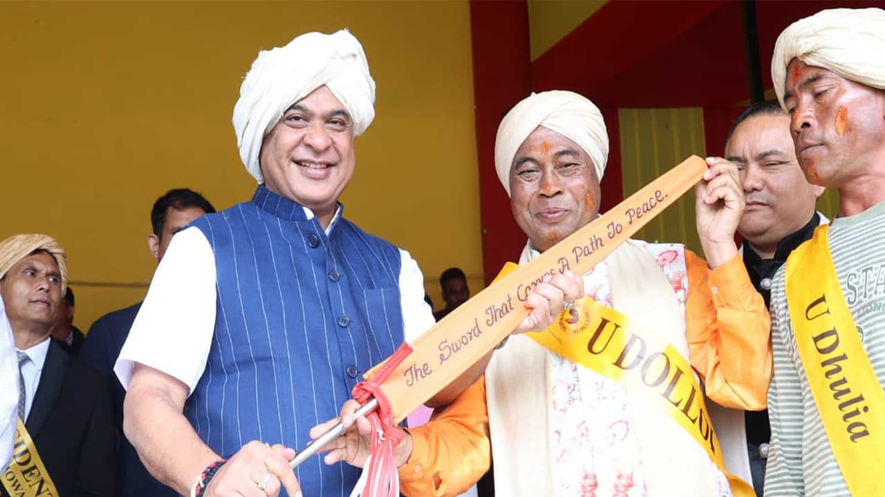 Assam Chief Minister Dr Himanta Biswa Sarma at the sacred celebrations of Behdienkhlam (Photo/ANI) Assam Chief Minister Dr Himanta Biswa Sarma at the sacred celebrations of Behdienkhlam (Photo/ANI)