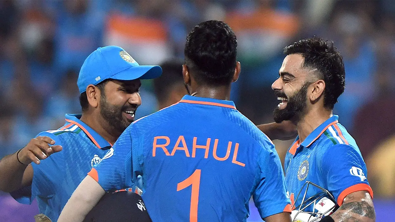 KL Rahul with Rohit Sharma and Virat Kohli (Photo: ANI) KL Rahul with Rohit Sharma and Virat Kohli (Photo: ANI)