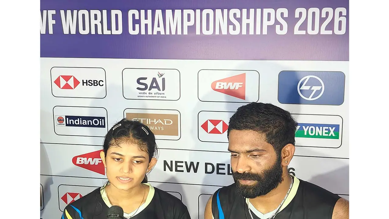 India's mixed doubles shuttlers Amrutha Pramuthesh (L) and Ashith Surya. (Photo: X/ @BAI_Media) India's mixed doubles shuttlers Amrutha Pramuthesh (L) and Ashith Surya. (Photo: X/ @BAI_Media)