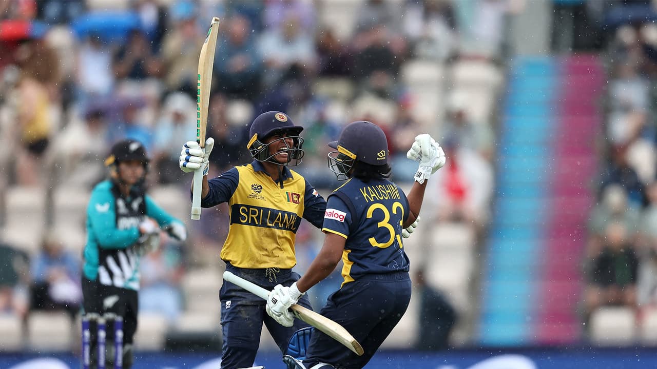 Sri Lankan players celebrating (Photo/@ICC) Sri Lankan players celebrating (Photo/@ICC)