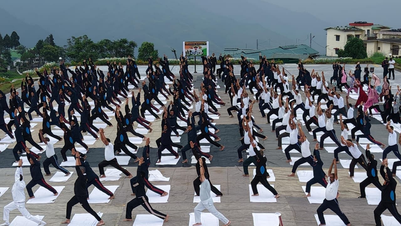 Assam Rifles celebrates International Yoga Day across Nagaland (Photo/ANI) Assam Rifles celebrates International Yoga Day across Nagaland (Photo/ANI)