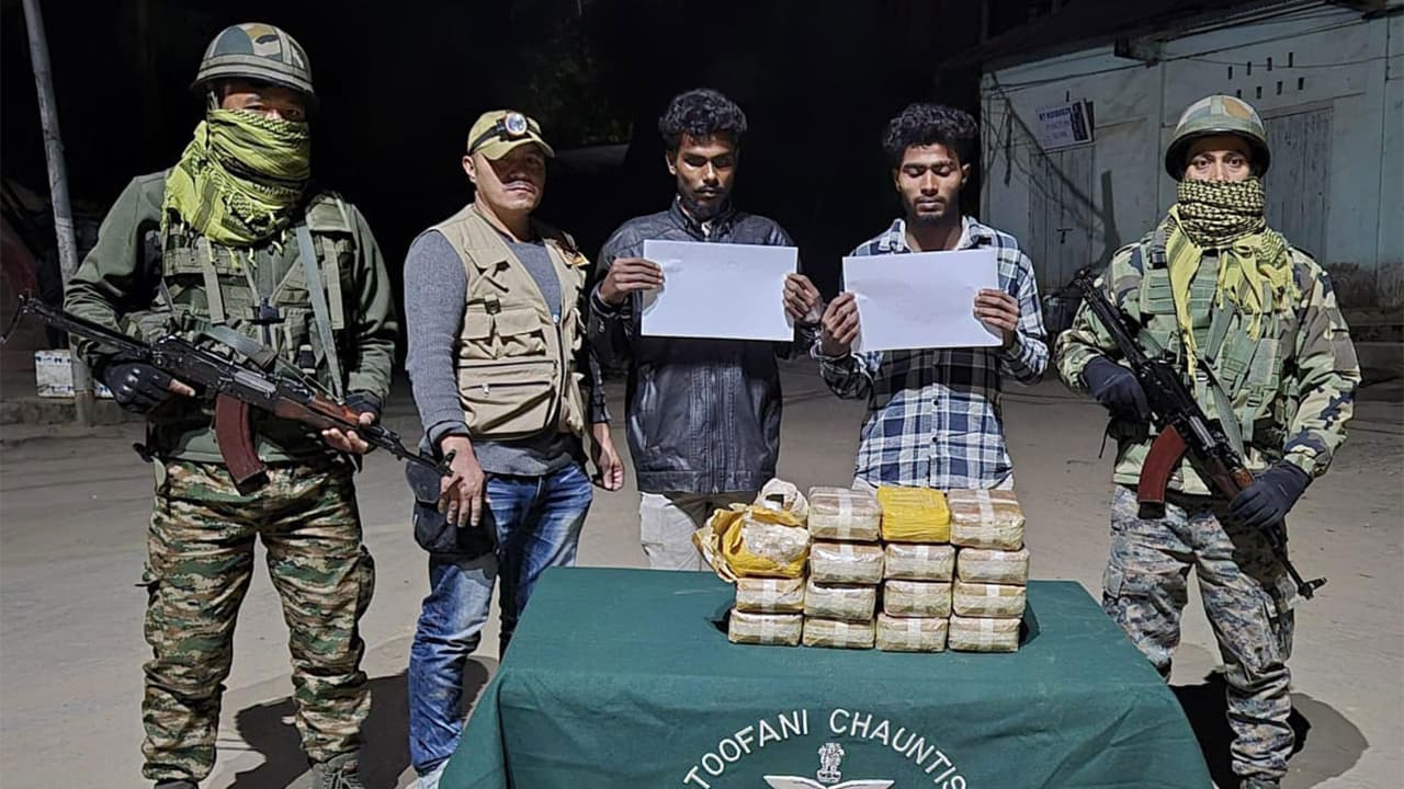 Assam rifles bust methamphetamine tablets in Mizoram. (Photo/ANI)