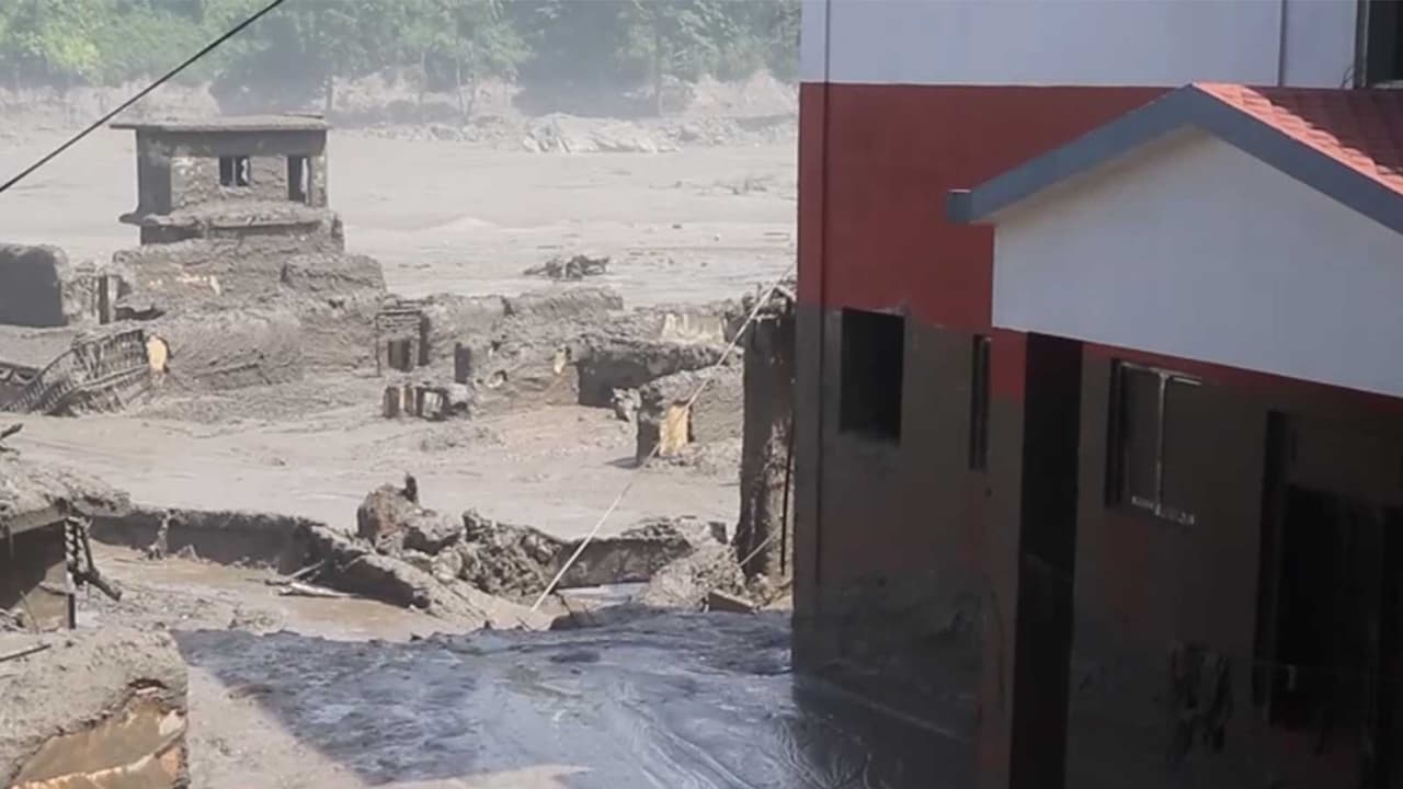 Flood affected areas in Bhotekoshi (Photo/RSS Nepal via ANI) Flood affected areas in Bhotekoshi (Photo/RSS Nepal via ANI)