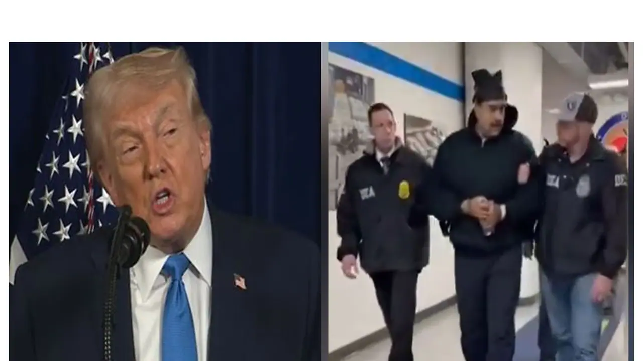 US President Donald Trump and Captured Venezuelan Dictator Nicolás Maduro stages the perp walk. (Photo/ Youtube @WhiteHouse/X@RapidResponse47) US President Donald Trump and Captured Venezuelan Dictator Nicolás Maduro stages the perp walk. (Photo/ Youtube @WhiteHouse/X@RapidResponse47)