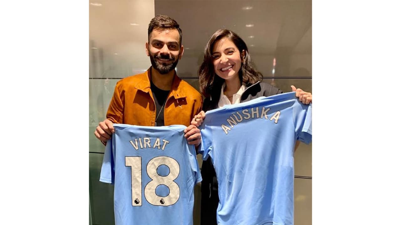 Virat Kohli and Anushka Sharma (Image source: Manchester City) Virat Kohli and Anushka Sharma (Image source: Manchester City)