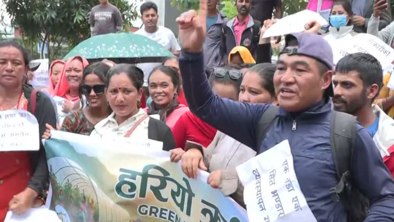 Protest by farmers in Nepal (Photo/ANI) Protest by farmers in Nepal (Photo/ANI)