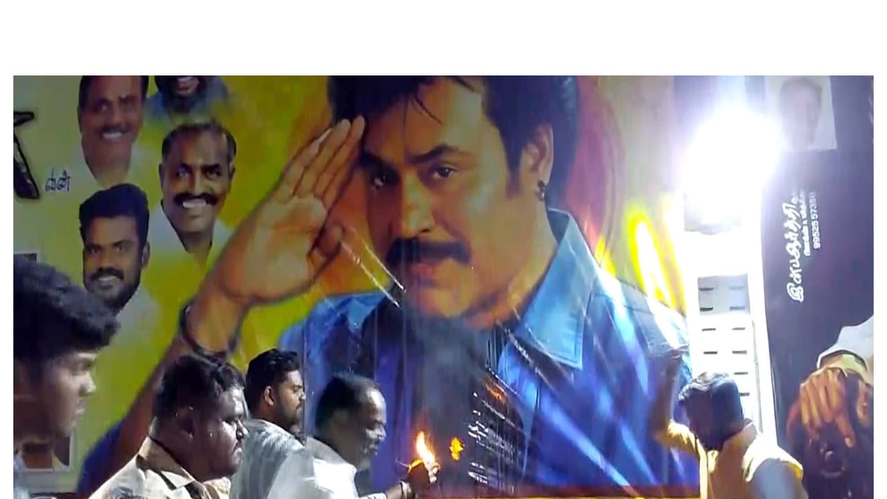 Rajinikanth's fans celebrate re release of his film 'Padayappa' (Image source/ANI) Rajinikanth's fans celebrate re release of his film 'Padayappa' (Image source/ANI)