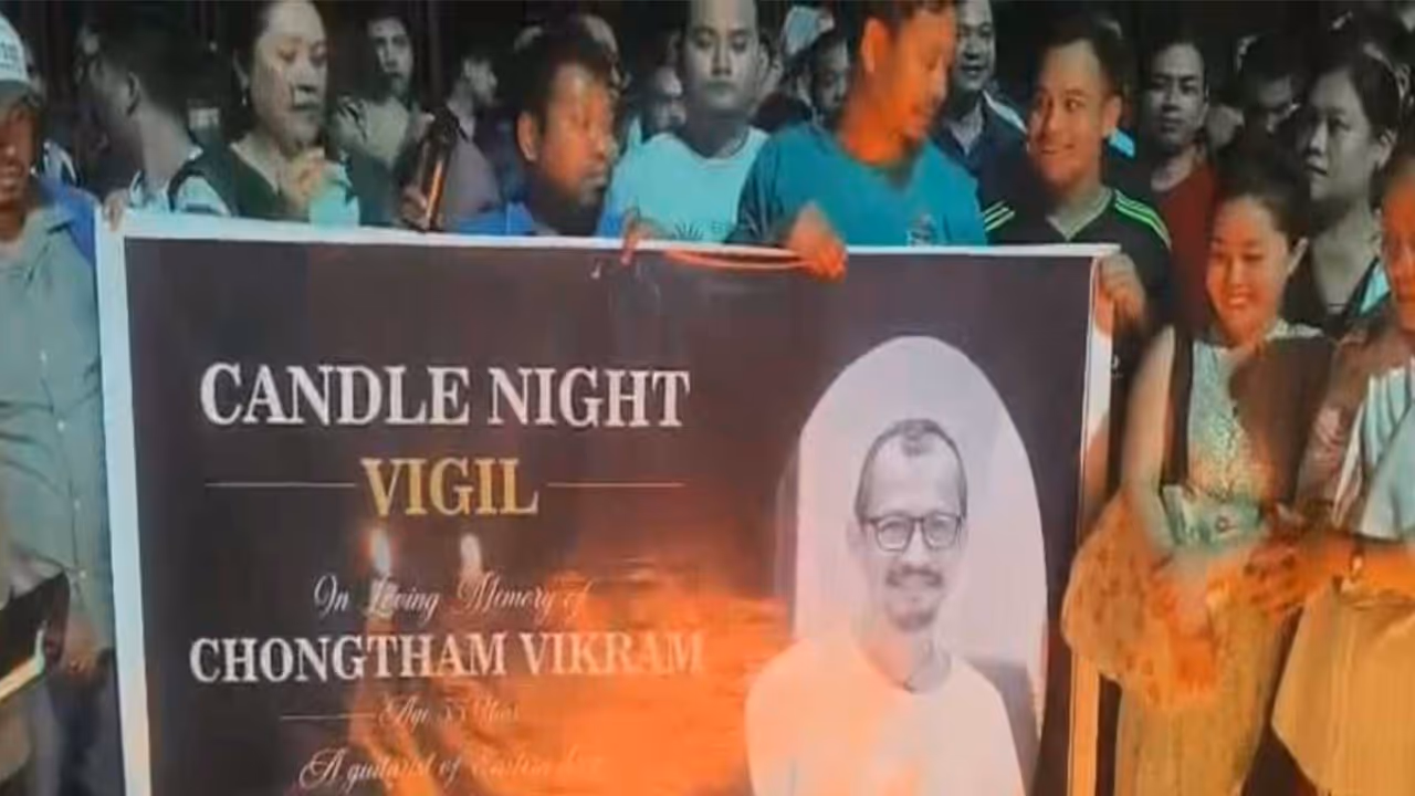 People from Manipur hold a candlelight march in Delhi following the death of C Vikram Singh (Photo/ANI) People from Manipur hold a candlelight march in Delhi following the death of C Vikram Singh (Photo/ANI)