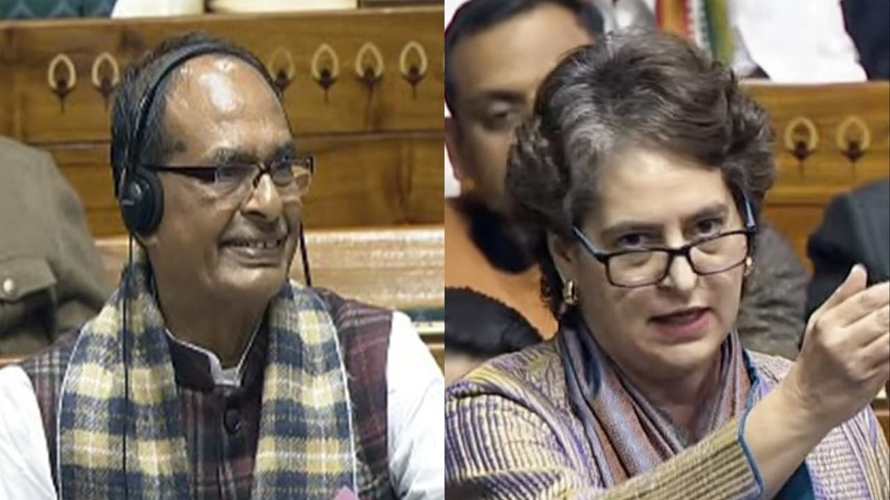 Union Minister Shivraj Singh Chouhan and Congress MP Priyanka Gandhi Vadra (Photo/Sansad TV) Union Minister Shivraj Singh Chouhan and Congress MP Priyanka Gandhi Vadra (Photo/Sansad TV)