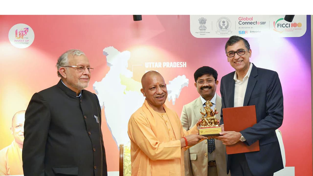 UP CM Yogi Adityanath with Sumit Nanda, Chairman and MD Golden State Capital Pte Ltd (Photo/ANI) UP CM Yogi Adityanath with Sumit Nanda, Chairman and MD Golden State Capital Pte Ltd (Photo/ANI)