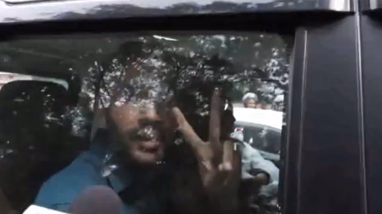 Ashutosh Ranka, Abhijeet Dipke and Saurav Das after their release (Photo/ANI) Ashutosh Ranka, Abhijeet Dipke and Saurav Das after their release (Photo/ANI)