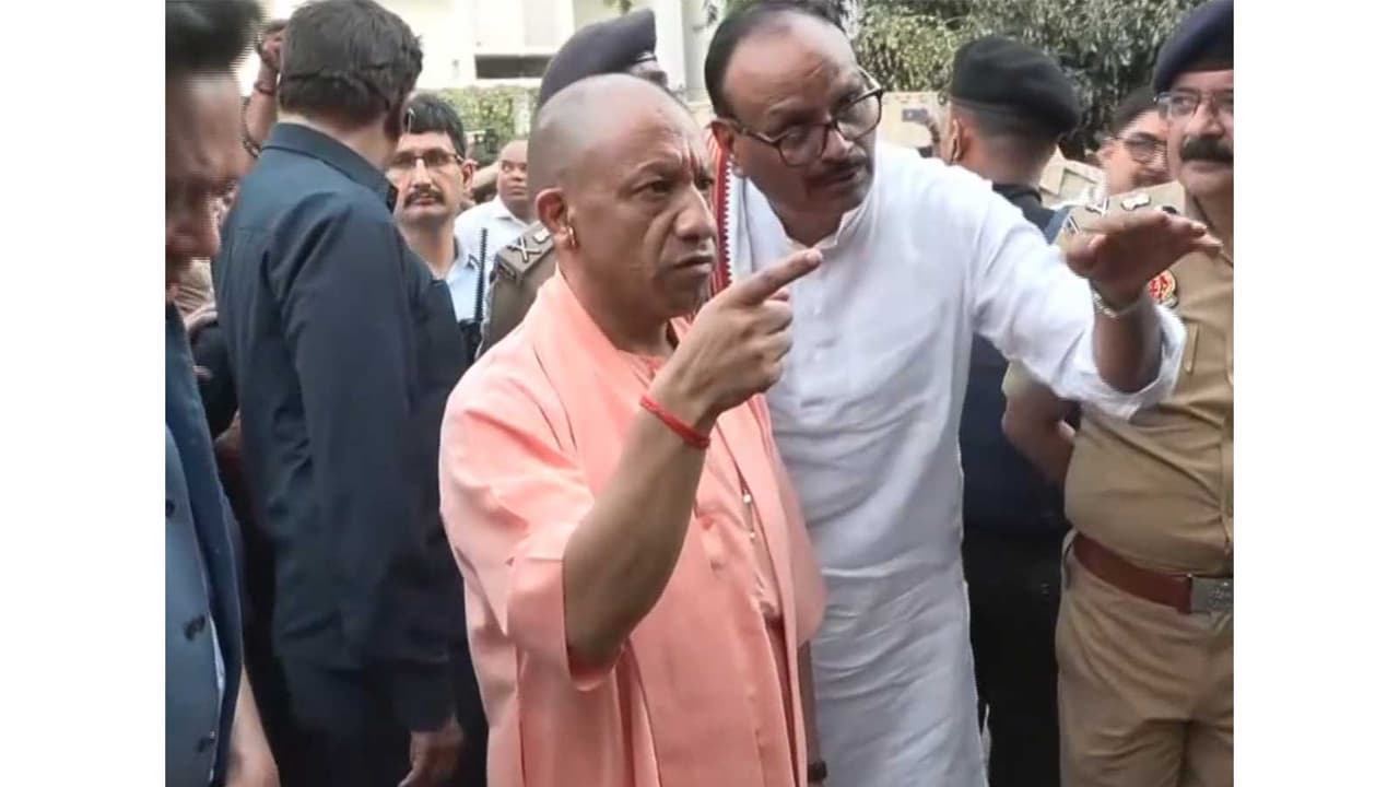 UP CM Yogi Adityanath reaches Aliganj (Photo/ANI) UP CM Yogi Adityanath reaches Aliganj (Photo/ANI)
