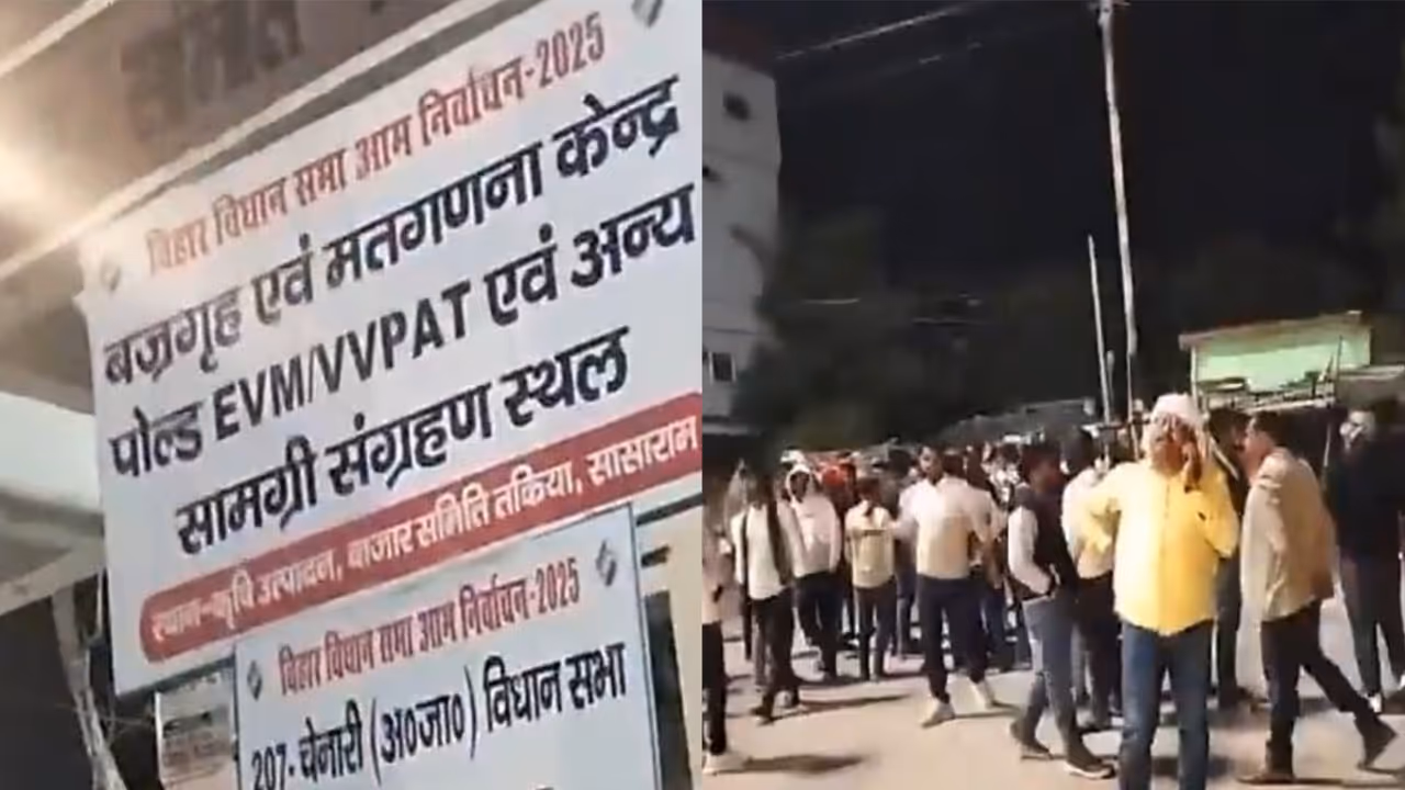 RJD workers and supporters gathers outside a counting centre in Rohtas district of Bihar (Photo/X/@RJDforIndia)