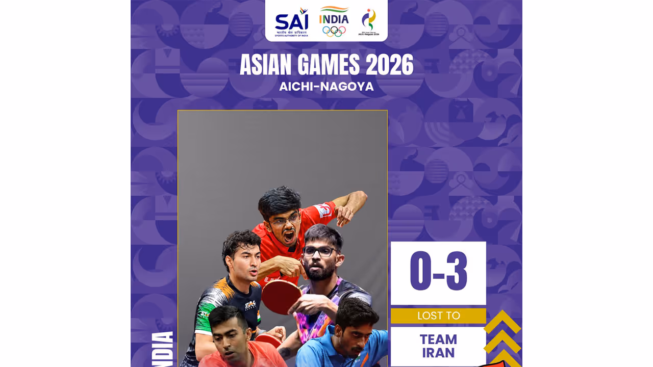 India men's table tennis team lost to Iran 0 3. (Photo: X/ @Media_SAI) India men's table tennis team lost to Iran 0 3. (Photo: X/ @Media_SAI)