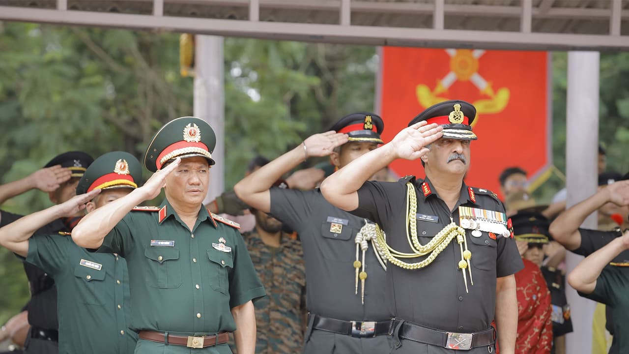 Lieutenant General Le Van Huong, Deputy Chief of the General Staff of the Vietnam People’s Army, attends the 'Pipping Ceremony' at the Officers Training Academy (OTA), Gaya, Bihar (Photo/X/@adgpi) Lieutenant General Le Van Huong, Deputy Chief of the General Staff of the Vietnam People’s Army, attends the 'Pipping Ceremony' at the Officers Training Academy (OTA), Gaya, Bihar (Photo/X/@adgpi)