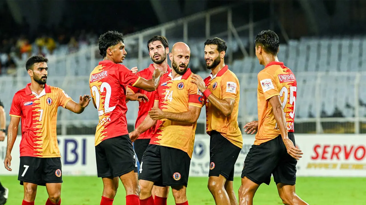 East Bengal FC celebrate after registering win over South United FC (Image: Durand Cup) East Bengal FC celebrate after registering win over South United FC (Image: Durand Cup)
