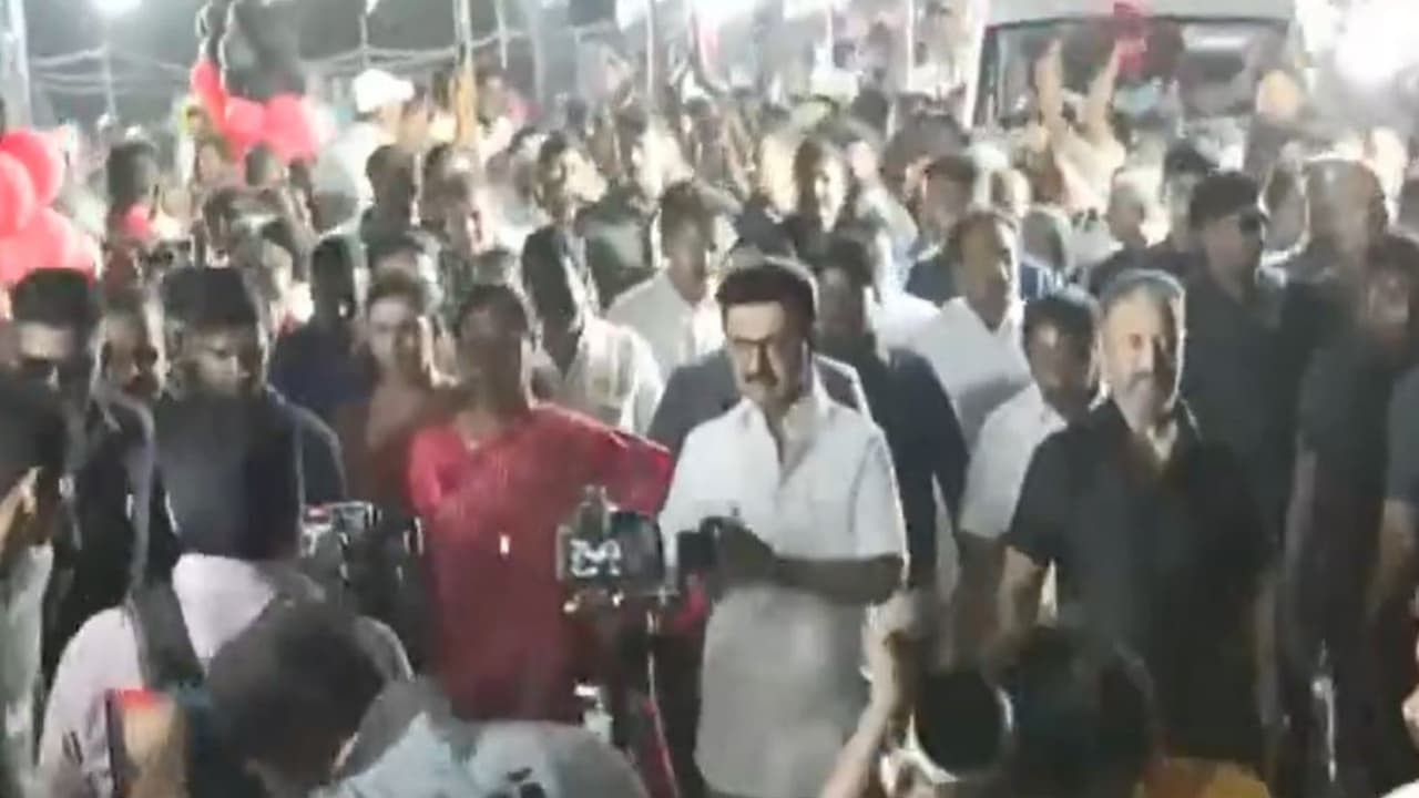 MK Stalin, Kamal Haasan, Premalatha Vijayakanth hold roadshow in Salem in Tamil Nadu (Photo/ANI) MK Stalin, Kamal Haasan, Premalatha Vijayakanth hold roadshow in Salem in Tamil Nadu (Photo/ANI)
