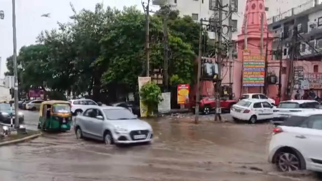 Waterlogging visuals from Gurgaon Cyber City, Shankar Chowk Area (Photo/ANI) Waterlogging visuals from Gurgaon Cyber City, Shankar Chowk Area (Photo/ANI)