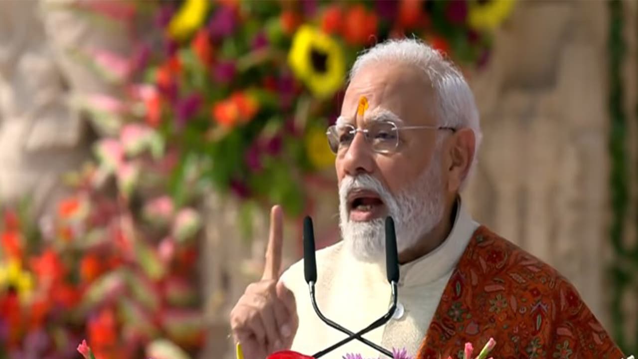 Prime Minister Narendra Modi at Ram Temple 'Dwajarohan' ceremony in Ayodhya. (Photo/ANI) Prime Minister Narendra Modi at Ram Temple 'Dwajarohan' ceremony in Ayodhya. (Photo/ANI)
