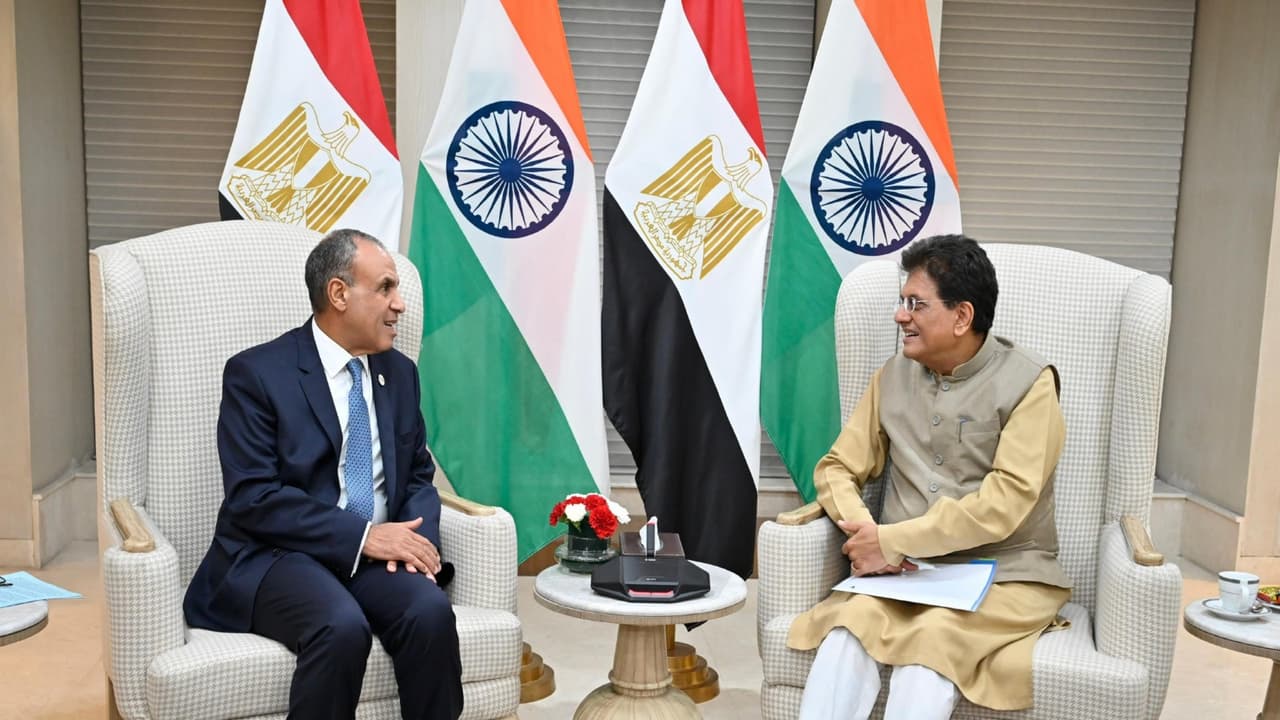 Piyush Goyal, Union Minister of Commerce and Industry with Badr Abdelatty, the Minister of Foreign Affairs of Egypt(Photo/@PiyushGoyal) Piyush Goyal, Union Minister of Commerce and Industry with Badr Abdelatty, the Minister of Foreign Affairs of Egypt(Photo/@PiyushGoyal)