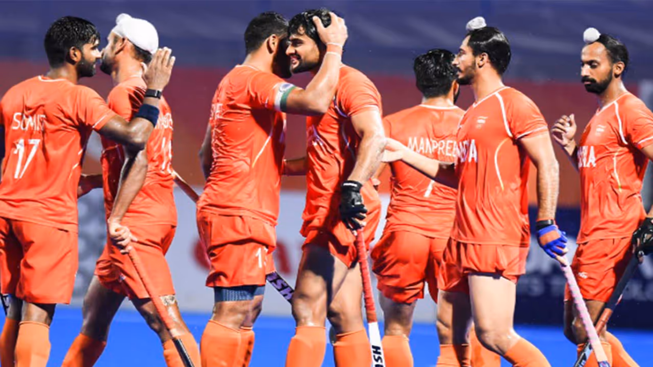 India men's hockey players celebrating (Photo: X/@TheHockeyIndia) India men's hockey players celebrating (Photo: X/@TheHockeyIndia)